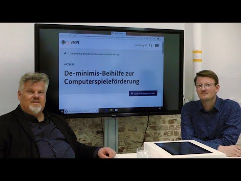 Malte Behrmann und André Bernhardt im offiziellen Erklärvideo zur De-minimis-Beihilfe von 2019 - Bild: André Bernhardt / IndieAdvisor