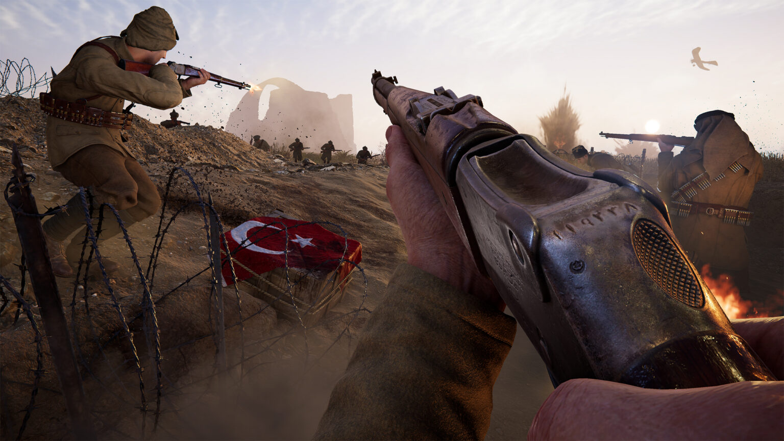 Offizieller Screenshot aus Gallipoli mit osmanischen Soldaten im Gefecht - Bild: BlackMill Games