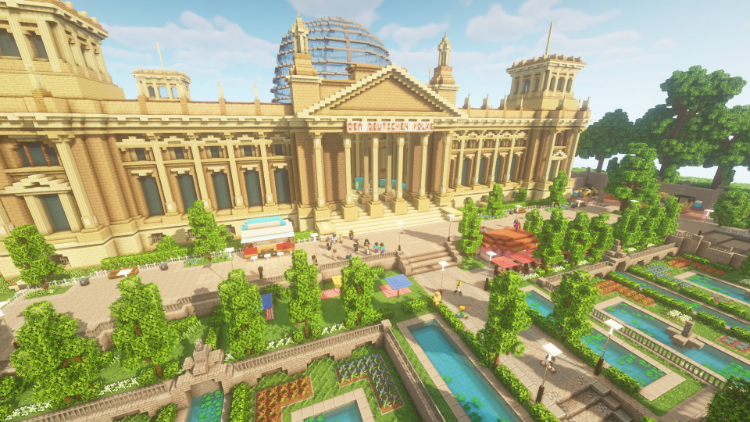 Virtueller Reichstag auf der Minecraft-Karte zum politischen Sommerfest 2020 - Bild: game / Pixelbiester