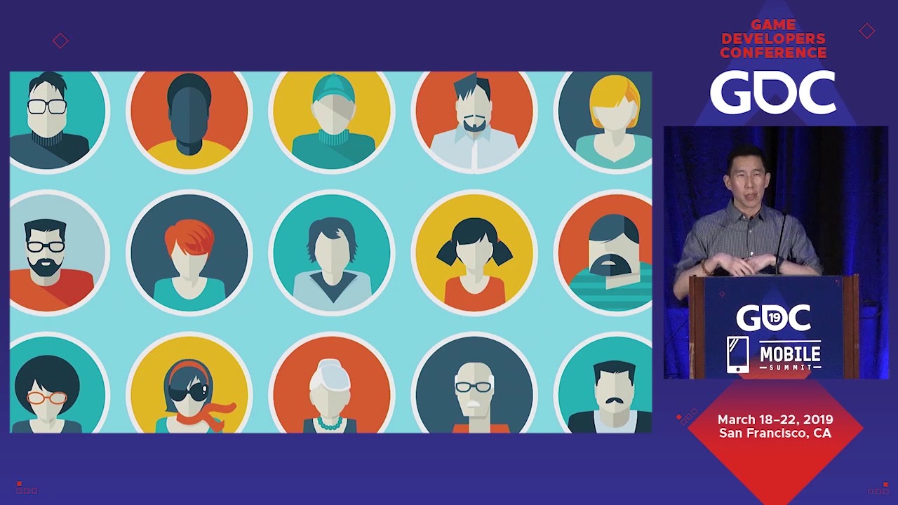 Nick Yee zeigt das Gamer Motivation Model auf der GDC 2019 mit Daten von über 400.000 Spielern - Bild: GDC