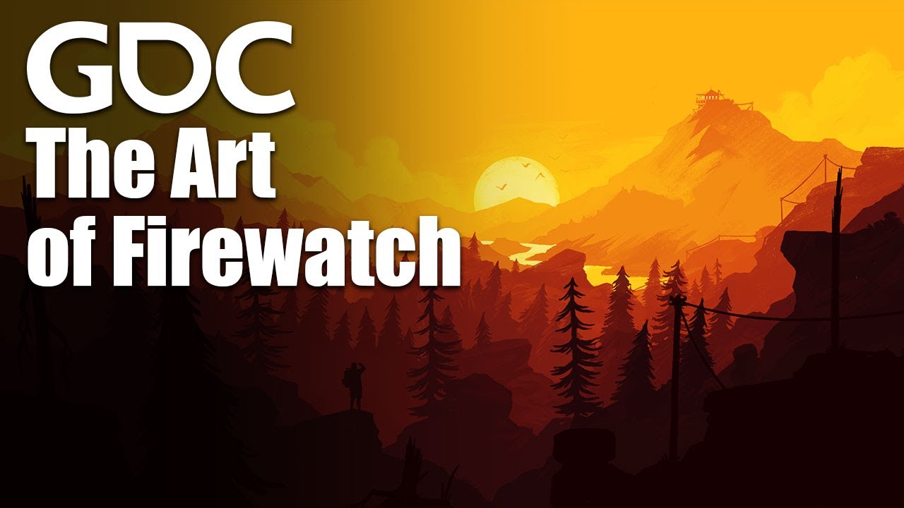 Offizielles GDC-Titelbild The Art of Firewatch mit einer stilisierten Waldlandschaft im Sonnenlicht - Bild: GDC