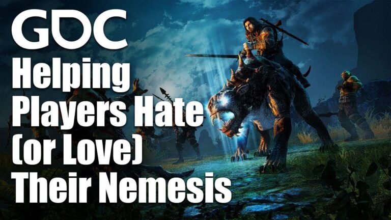 Offizielles GDC-Titelbild zum Nemesis-Vortrag mit einem Reiter auf einem Fantasiewesen - Bild: GDC / Monolith Productions