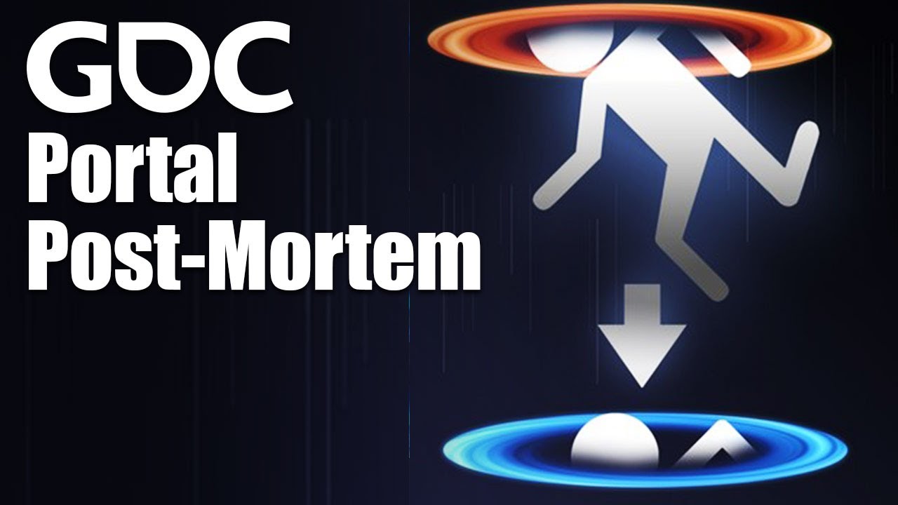 Offizielles GDC-Titelbild zum Portal-Post-Mortem mit stilisiertem Portalsprung - Bild: GDC / Valve
