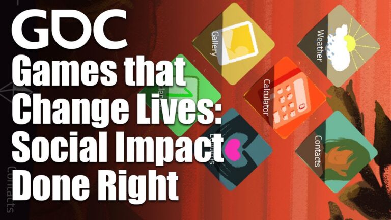 Offizielles GDC-Titelbild von Games that Change Lives: Social Impact Done Right mit illustrierten Smartphone-Anwendungen - Bild: GDC