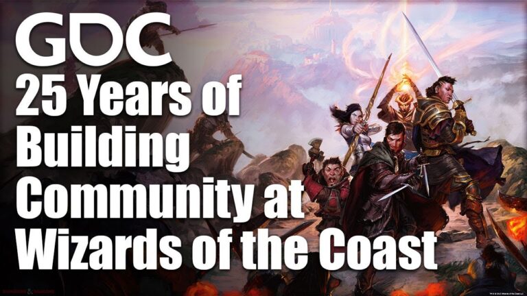 Offizielles GDC-Titelbild zu 25 Years of Building Community at Wizards of the Coast mit Fantasyfiguren - Bild: GDC / Wizards of the Coast