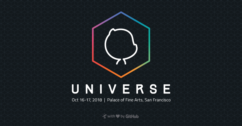 Offizielles GitHub-Universe-2018-Motiv mit Datum und Veranstaltungsort - Bild: GitHub