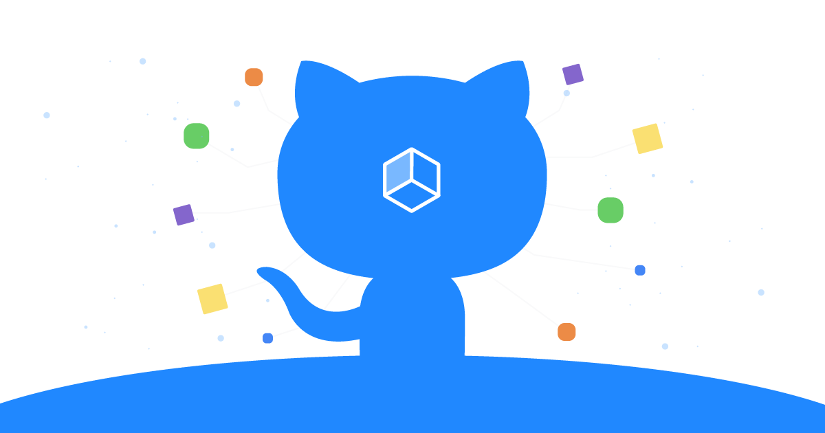 Blaue GitHub-Octocat-Grafik mit Paketsymbol zur Registry-Ankündigung von 2019 - Bild: GitHub