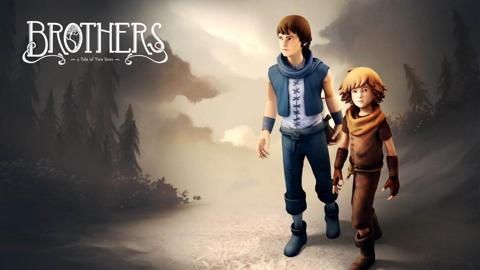 Offizielles Motiv der ursprünglichen Xbox-One-Fassung von Brothers: A Tale of Two Sons, Illustration eines damaligen Rabattangebots - Bild: 505 Games / Starbreeze Studios