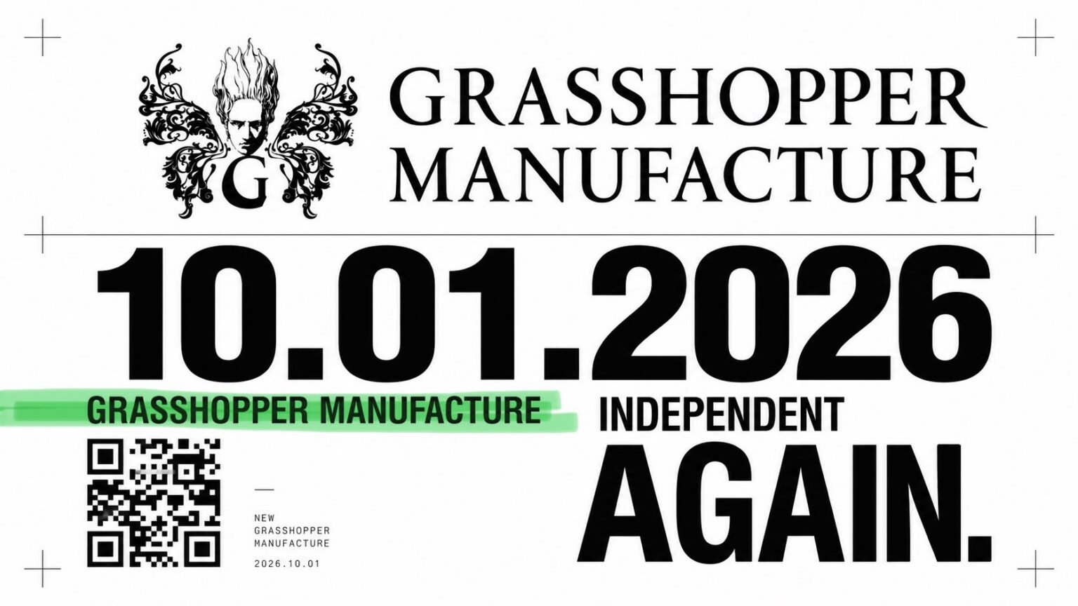 Von Goichi Suda veröffentlichtes Motiv zum unabhängigen Neustart von Grasshopper Manufacture - Bild: Grasshopper Manufacture / Goichi Suda