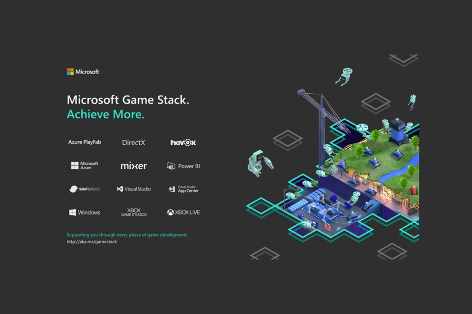Offizielle Game-Stack-Grafik aus dem März 2019 mit Microsofts Entwicklerdiensten - Bild: Microsoft
