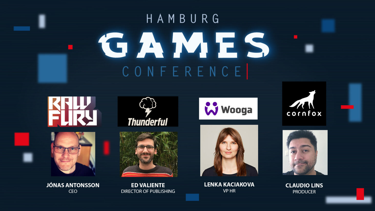 Offizielles Hamburg-Games-Conference-Motiv mit angekündigten Referenten für 2020 - Bild: Hamburg Games Conference / Gamecity Hamburg