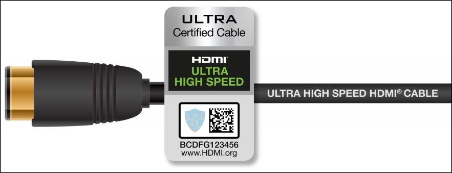 Ultra-High-Speed-HDMI-Kabel mit dem angekündigten Zertifizierungslabel - Bild: HDMI Forum / HDMI Licensing Administrator