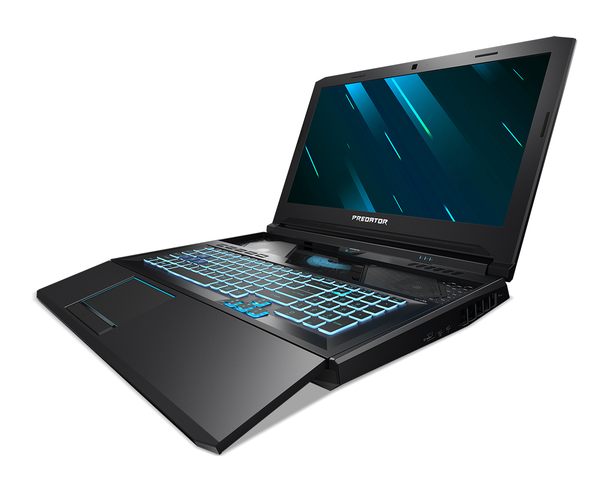 Offizielles Acer-Produktbild des Predator Helios 700 mit ausgezogener HyperDrift-Tastatur - Bild: Acer
