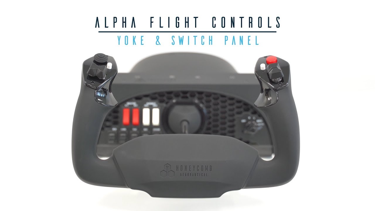 Honeycomb Alpha Flight Controls mit Steuerhorn und Schalterpanel aus dem offiziellen Produktvideo - Bild: Honeycomb Aeronautical