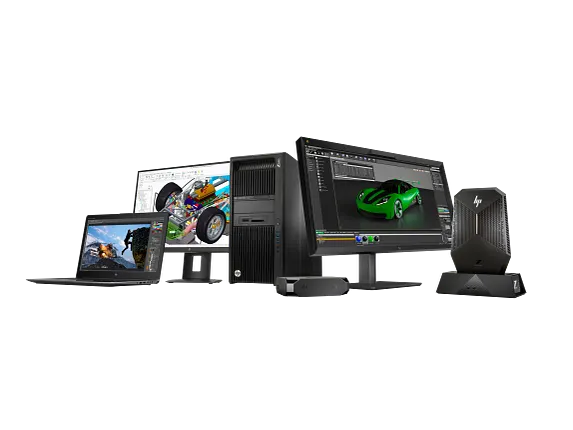 HP-Produktmotiv mit Notebook, Workstations und VR-Arbeitsplätzen, Symbolbild - Bild: HP