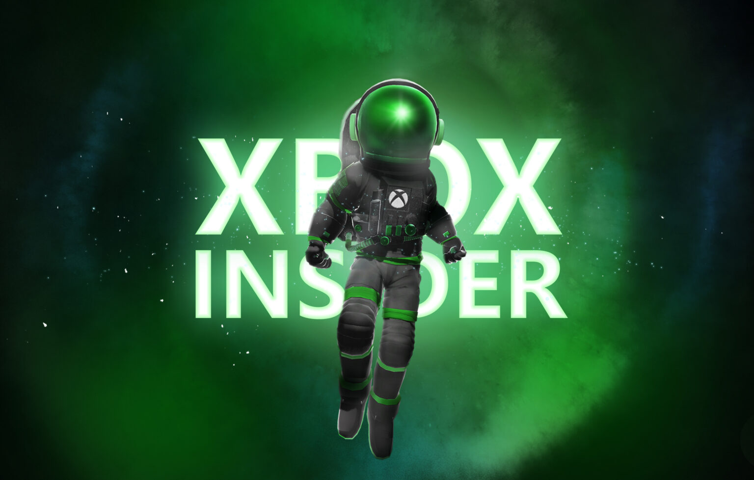 Xbox-Insider-Astronaut vor grünem Hintergrund mit Xbox-Insider-Schriftzug - Bild: Xbox Wire / Microsoft