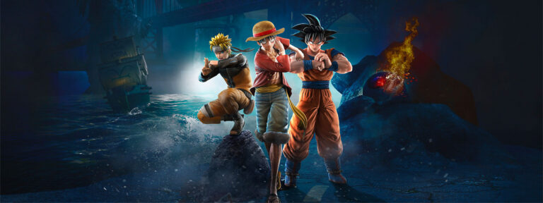 Naruto, Ruffy und Son Goku in einem offiziellen JUMP-FORCE-Motiv - Bild: Bandai Namco Entertainment / Epic Games