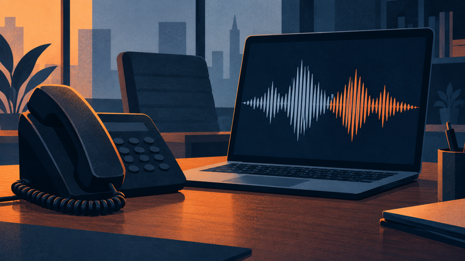 Symbolillustration: Telefon und Laptop mit abstrakten Audiowellen, keine Darstellung des tatsächlichen Tatorts - Bild: XboxDev, generierte Illustration