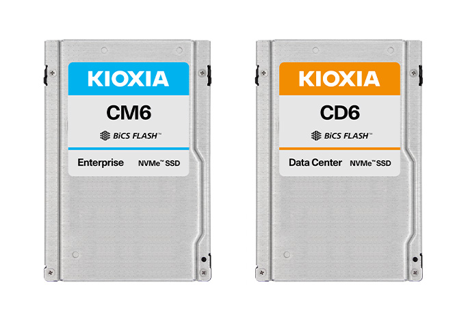 Kioxia CM6 Enterprise-SSD und CD6 Data-Center-SSD im offiziellen Produktbild von Februar 2020 - Bild: Kioxia