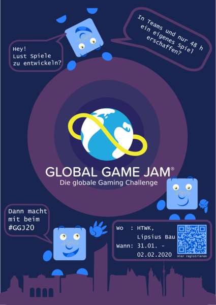 Offizielles Veranstaltungsplakat des Global Game Jam 2020 an der HTWK Leipzig - Bild: HTWK Leipzig