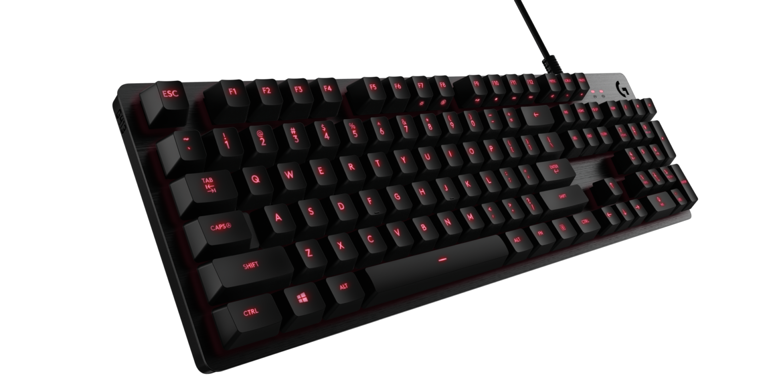 Logitech G413 Carbon von 2017 mit roter Tastenbeleuchtung und Zahlenblock - Bild: Logitech