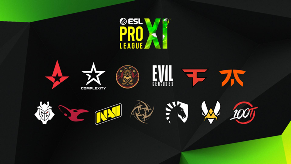 Offizielle Grafik zur ESL Pro League XI mit Logos der 13 Partnerteams - Bild: ESL