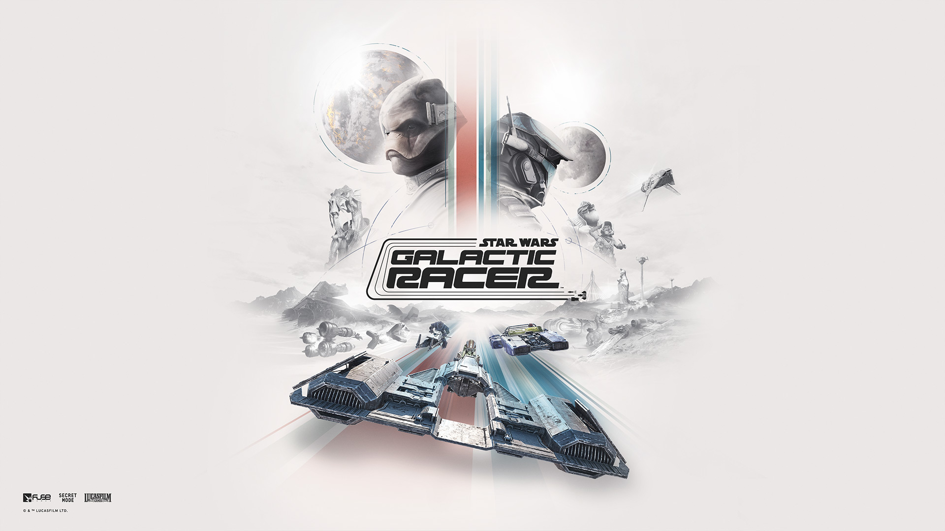 Amazon Luna: Galactic Racer startet am ersten Tag mit Prime Offizielles Motiv zu Star Wars: Galactic Racer mit Rennfahrzeugen - Bild: Fuse Games / Lucasfilm Games / Amazon Game Studios