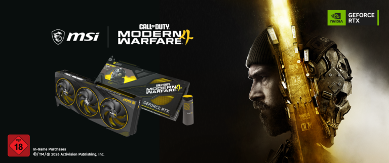 Offizielles Motiv zur MSI GeForce RTX 5080 COD MW4 Edition OC mit gelbem Kühler - Bild: MSI