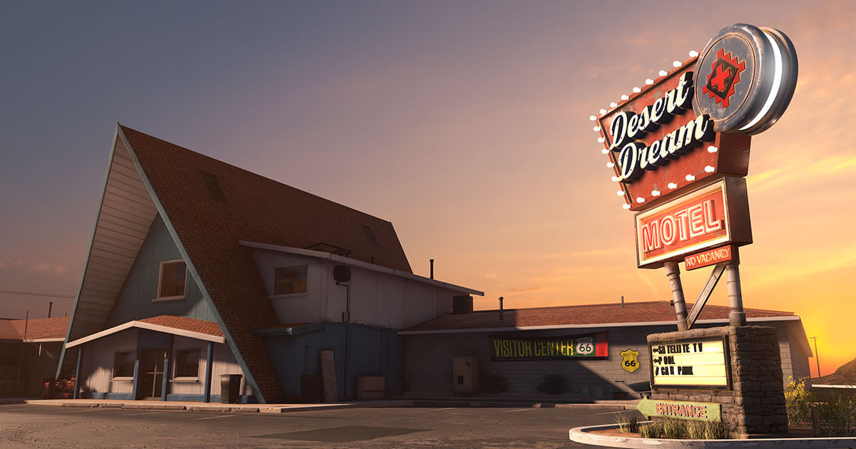 Desert Dream Motel aus As Dusk Falls, offizielles Motiv der Spielwebsite - Bild: Interior Night / Xbox Game Studios