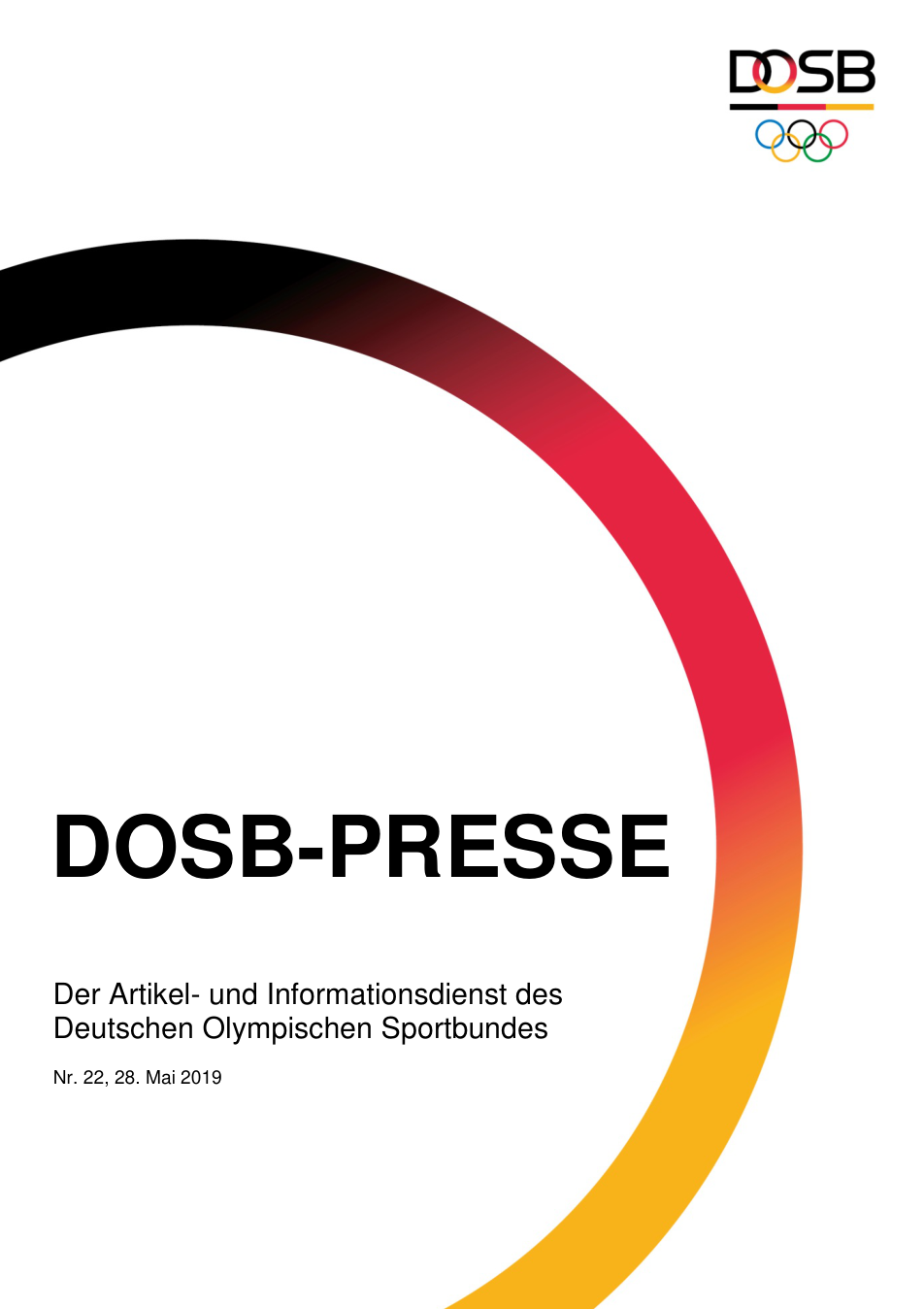 Titelseite der DOSB-Presse Nr. 22 vom 28. Mai 2019 - Bild: DOSB