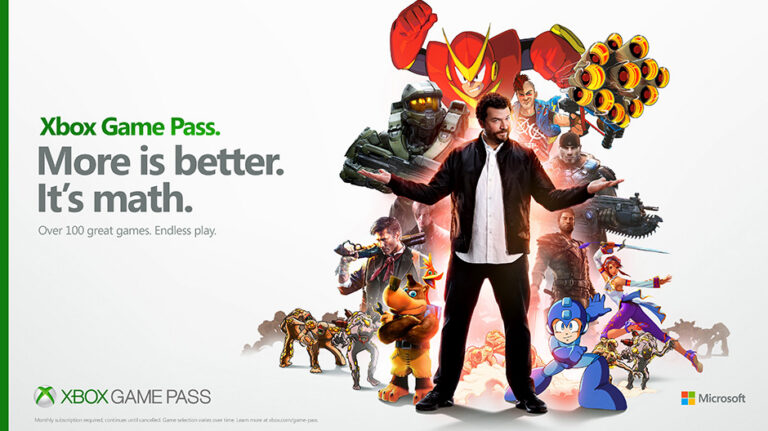 Offizielles Xbox-Game-Pass-Werbemotiv von 2017 mit Figuren verschiedener Spiele - Bild: Microsoft / Xbox