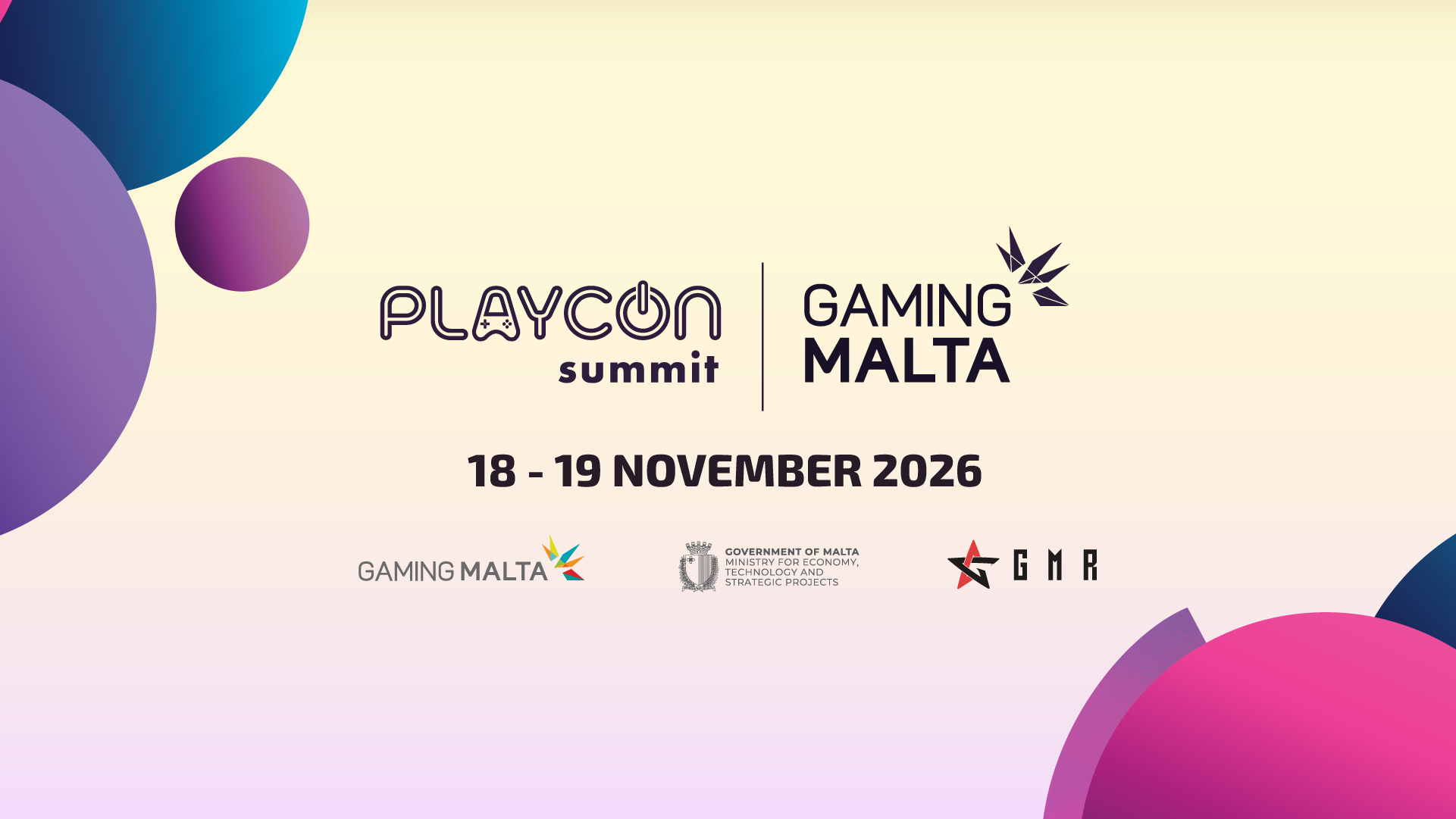 Offizielles Plakat für den PLAYCON Summit 2026 in Malta - Bild: PLAYCON