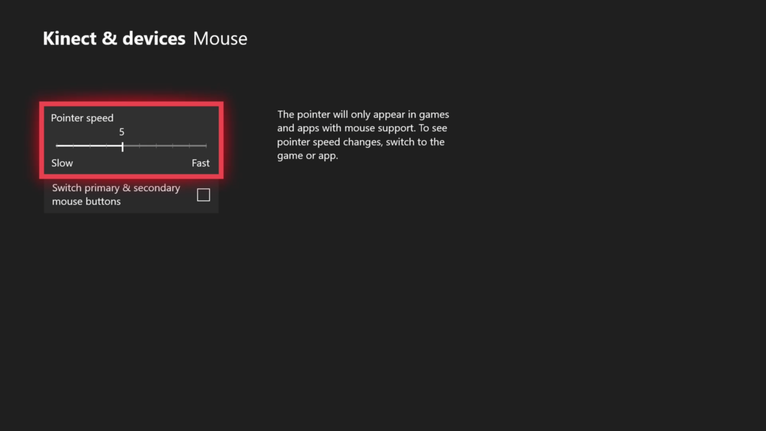 Mauseinstellungen der Xbox-One-Oberfläche, Screenshot aus der Originalmeldung - Bild: Microsoft