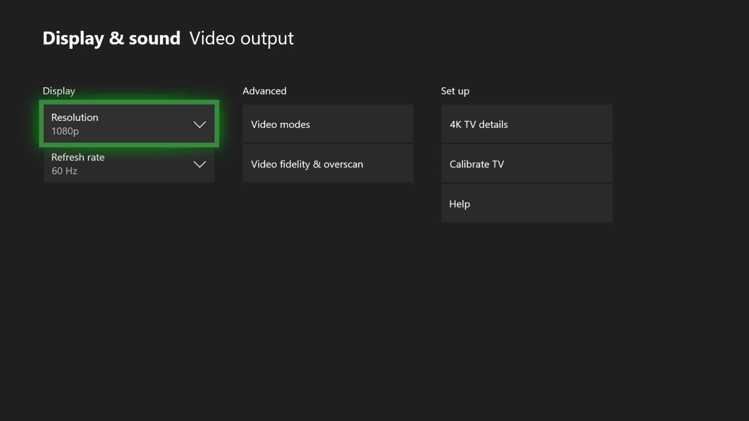 Xbox-One-Menü für Auflösung und Bildwiederholrate, offizielle Animation - Bild: Microsoft