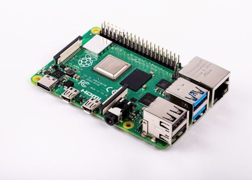 Raspberry Pi 4 Model B mit USB-, Netzwerk- und Micro-HDMI-Anschlüssen - Bild: Raspberry Pi