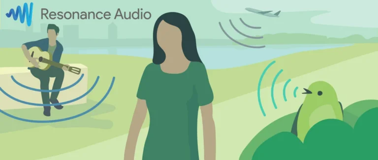 Offizielle Resonance-Audio-Illustration mit räumlich angeordneten Klangquellen - Bild: Google
