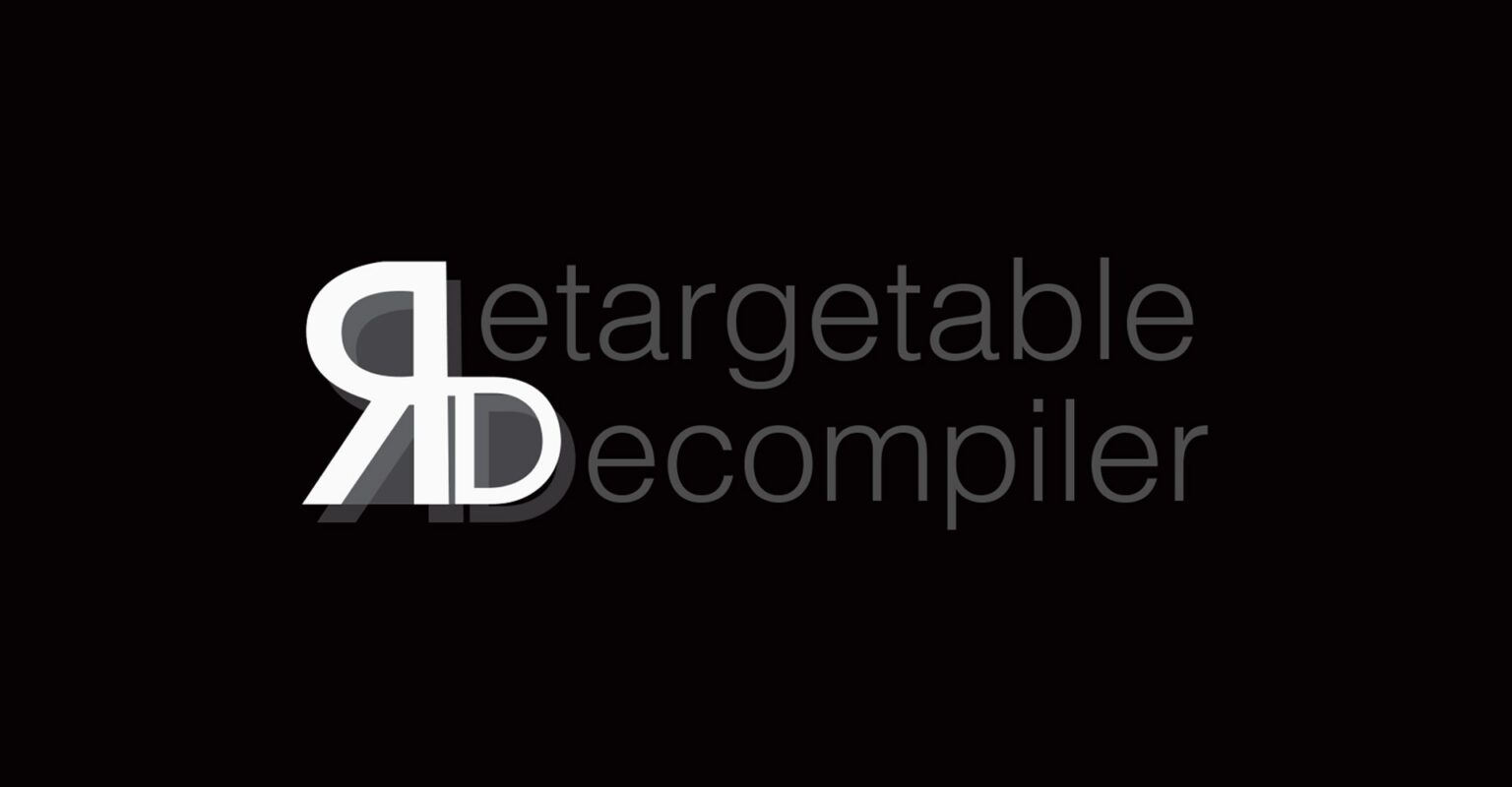 RetDec-Logo mit den Worten Retargetable Decompiler auf schwarzem Hintergrund, offizielles Motiv der Open-Source-Ankündigung von 2017 - Bild: Avast