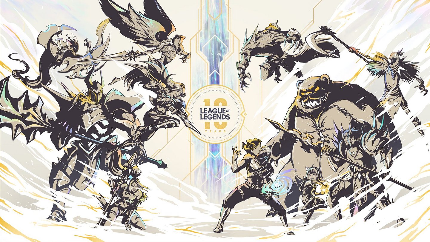 Offizielles Motiv mit Spielfiguren zum zehnten Jubiläum von League of Legends - Bild: Riot Games