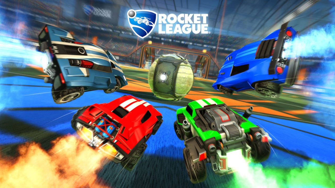 Rocket-League-Fahrzeuge und Ball auf einem Spielfeld - Bild: Psyonix