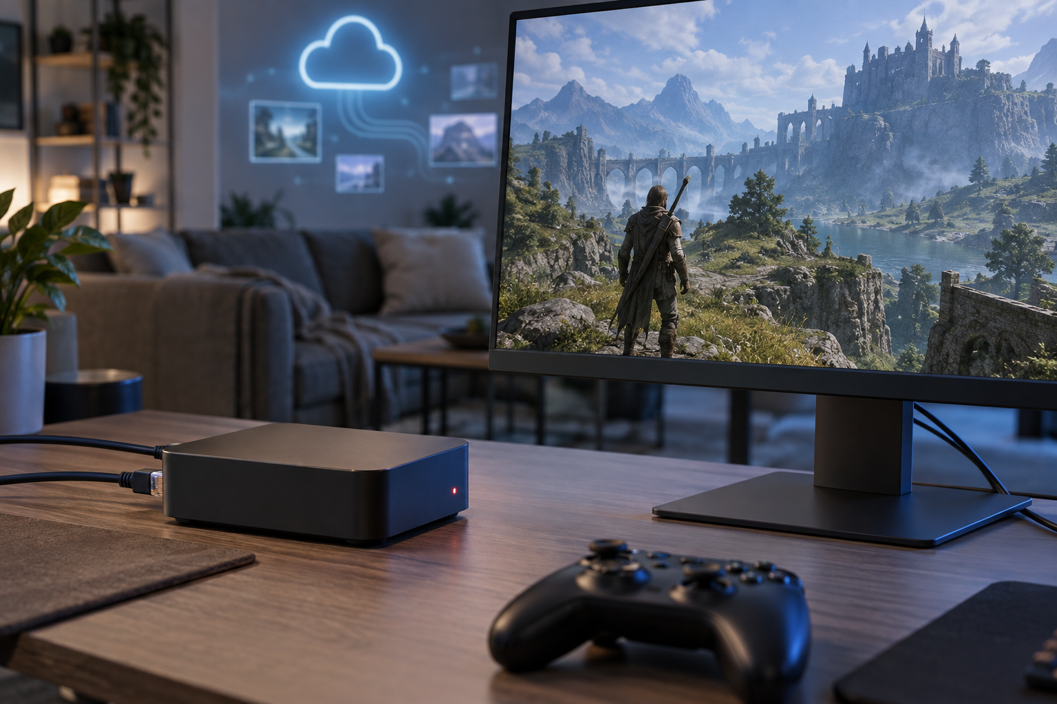 Neutrale Symbolszene für einen Cloud-PC mit Streaming-Box - Bild: XboxDev, neutrales Symbolbild