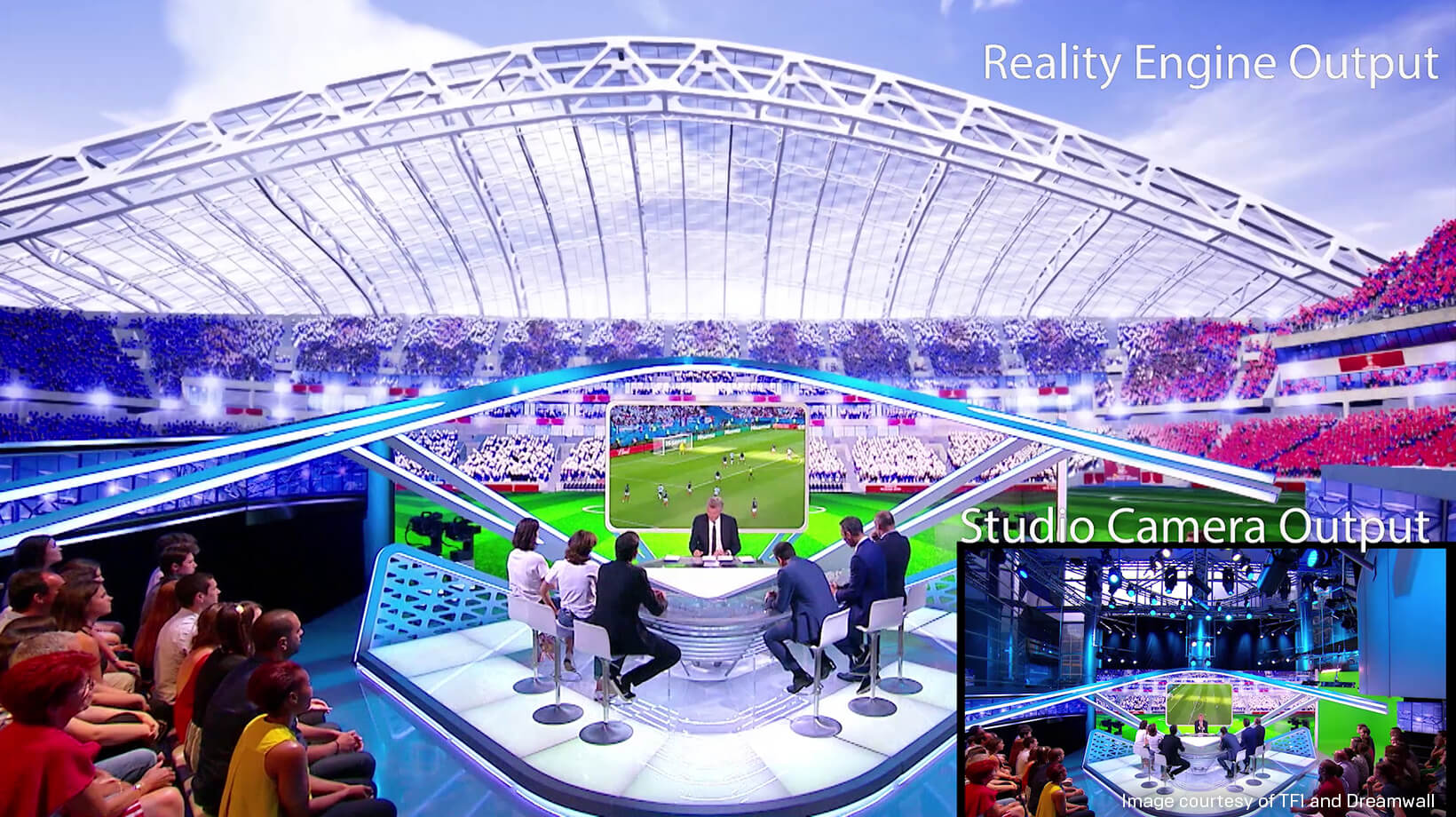 Green-Screen-Set, das Reality Keyer mit einer Mesh-Repräsentation des Cyclorama freistellt - Bild: Epic Games