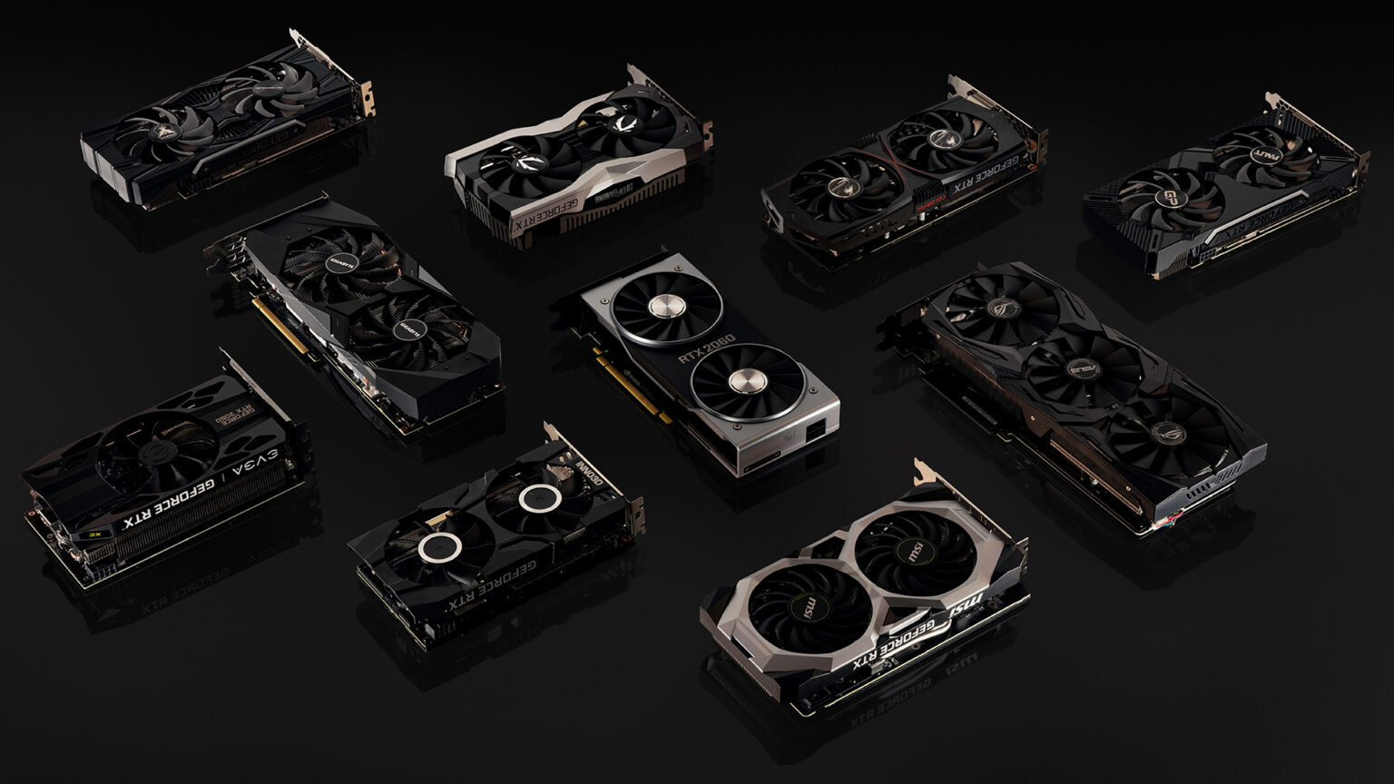 Offizielles Pressebild mit mehreren GeForce-RTX-2060-Partnerkarten - Bild: NVIDIA