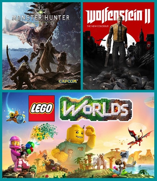 Titelmotive der drei ersten Gold-Gewinner des game Sales Awards im Januar 2018 - Bild: game / Capcom / Bethesda / Warner Bros. Interactive Entertainment