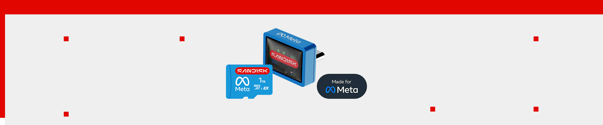 Sandisk plant Speicherzubehör für Meta VR Glasses Offizielles Motiv mit microSD-Express-Karte und USB-C-Speicher für Meta VR Glasses - Bild: Sandisk