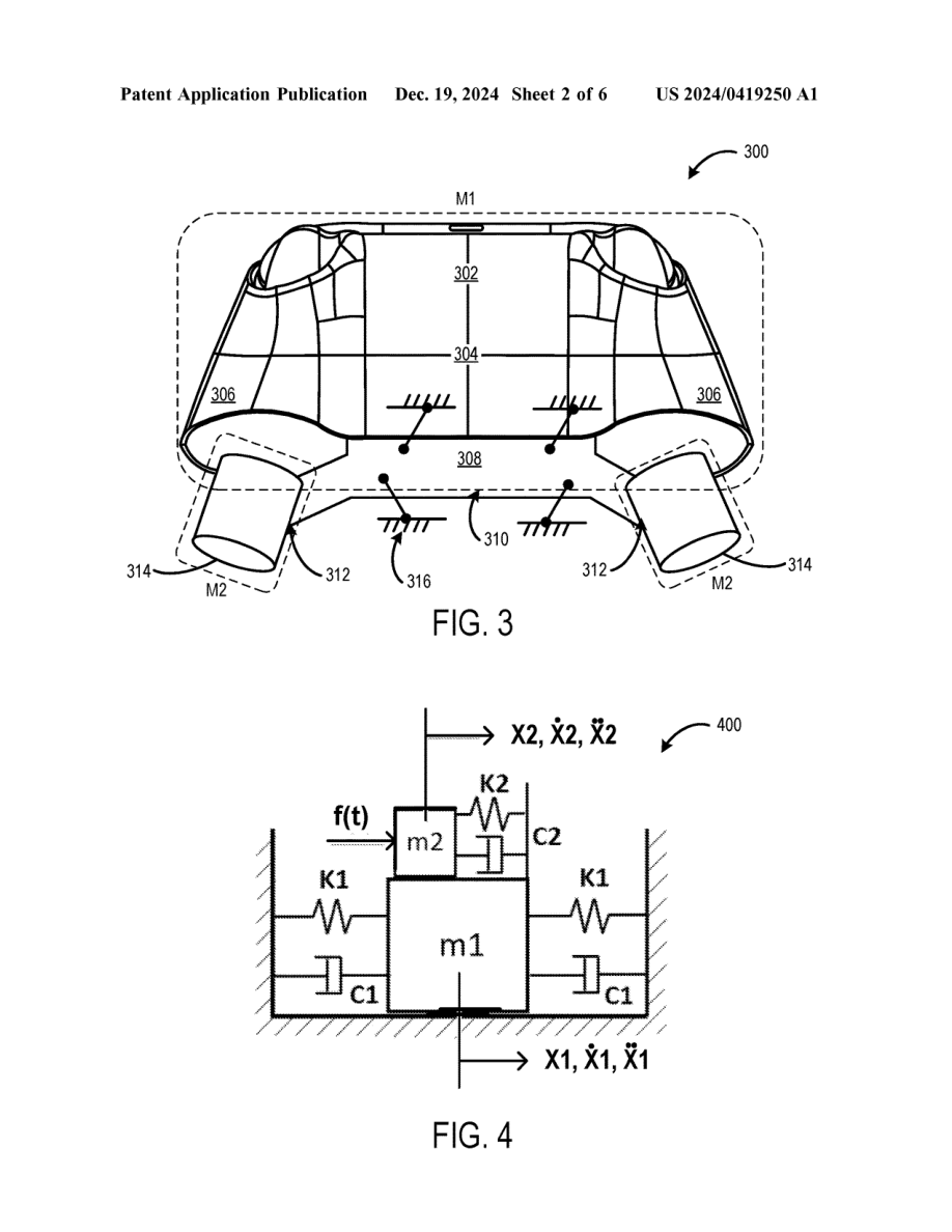 Controller-Haptik, Patentzeichnung - Bild: Microsoft / US-Patentanmeldung US20240419250A1