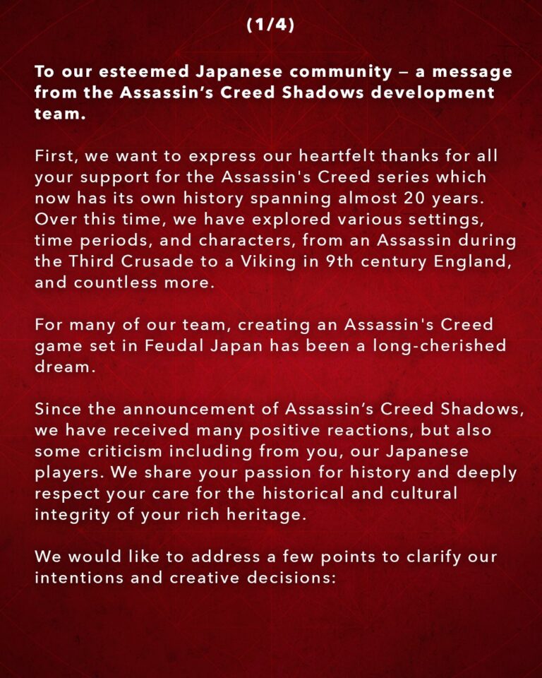 Ubisoft-Mitteilung zur japanischen Community - Bild: Ubisoft