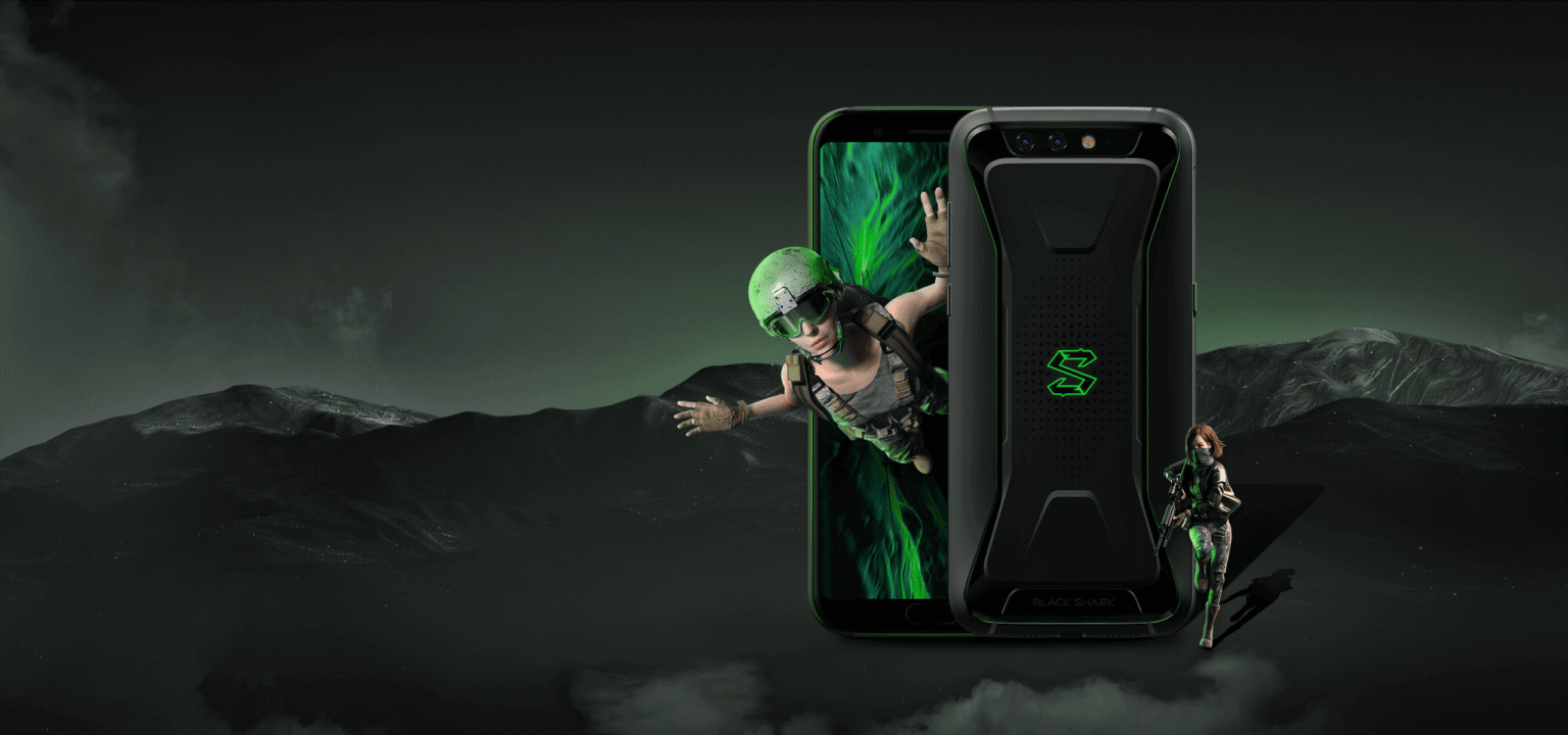Offizielles Produktmotiv des ersten Black-Shark-Smartphones mit Vorder- und Rückseite - Bild: Black Shark / Xiaomi