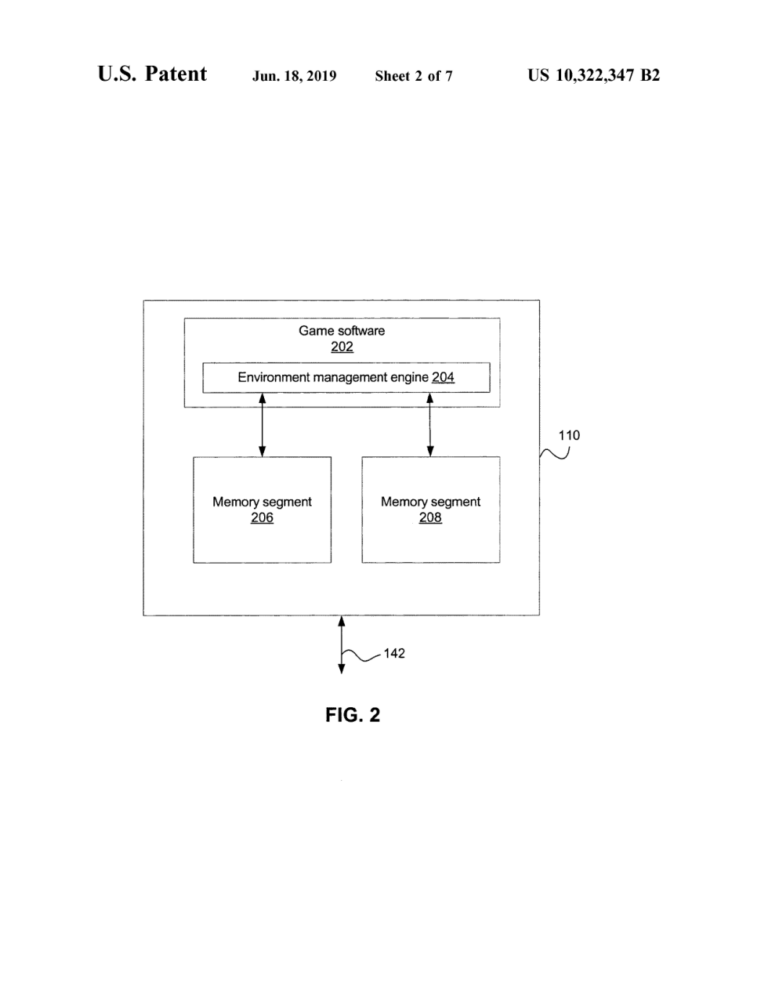 Figur 2 der Patentschrift US 10.322.347: Verwaltungsmodul und zwei Speichersegmente - Bild: Sony Interactive Entertainment America / USPTO