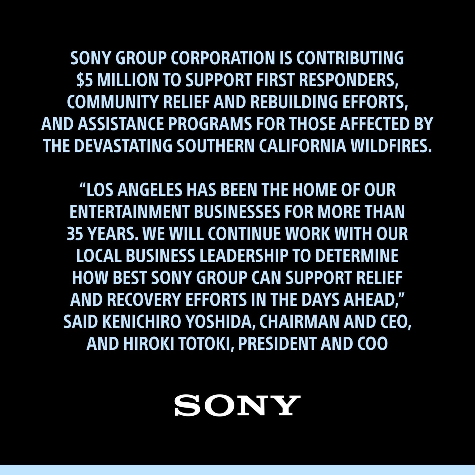 Sonys Erklärung zur Waldbrandhilfe - Bild: Sony