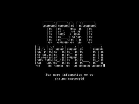 TextWorld-Schriftzug in ASCII-Darstellung aus dem offiziellen Einführungsvideo von März 2019 - Bild: Microsoft Research